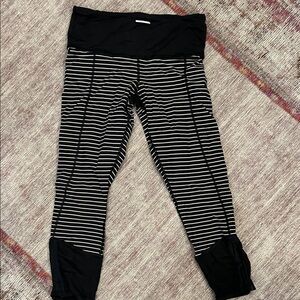 lululemon athletica Black and White Striped Leggings